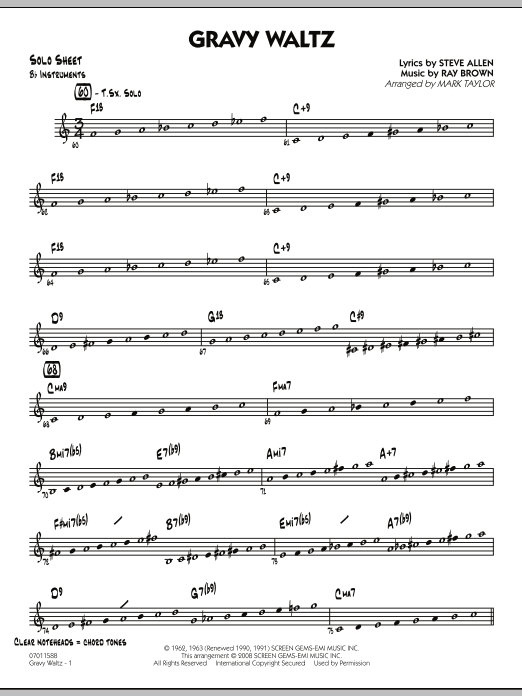 Download Mark Taylor Gravy Waltz - Bb Solo Sheet Sheet Music and learn how to play Jazz Ensemble PDF digital score in minutes