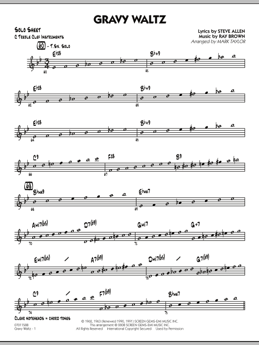 Download Mark Taylor Gravy Waltz - C Solo Sheet Sheet Music and learn how to play Jazz Ensemble PDF digital score in minutes