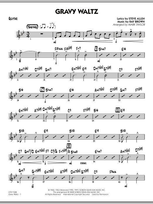 Download Mark Taylor Gravy Waltz - Guitar Sheet Music and learn how to play Jazz Ensemble PDF digital score in minutes
