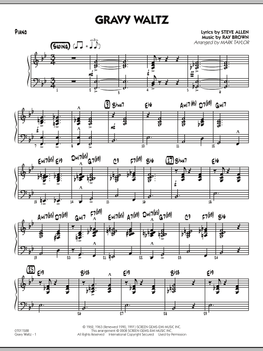 Download Mark Taylor Gravy Waltz - Piano Sheet Music and learn how to play Jazz Ensemble PDF digital score in minutes