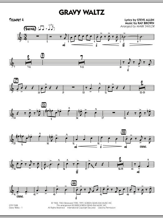 Download Mark Taylor Gravy Waltz - Trumpet 4 Sheet Music and learn how to play Jazz Ensemble PDF digital score in minutes