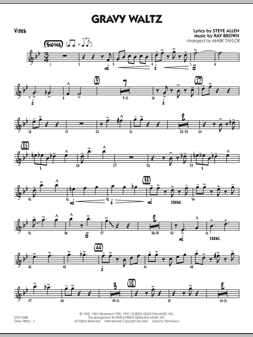 Download Mark Taylor Gravy Waltz - Vibes Sheet Music and learn how to play Jazz Ensemble PDF digital score in minutes