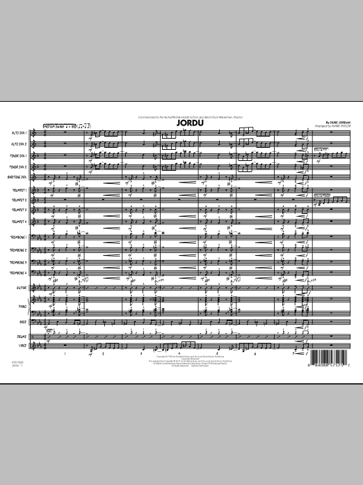 Download Mark Taylor Jordu - Full Score Sheet Music and learn how to play Jazz Ensemble PDF digital score in minutes