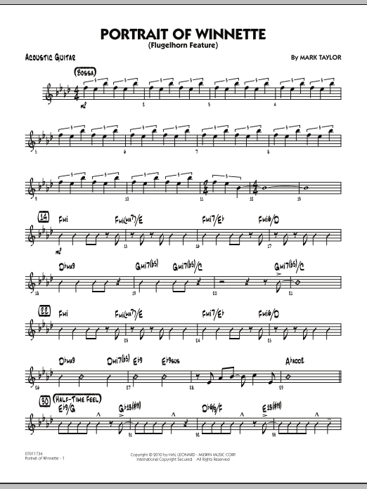 Download Mark Taylor Portrait Of Winnette - Acoustic Guitar Sheet Music and learn how to play Jazz Ensemble PDF digital score in minutes