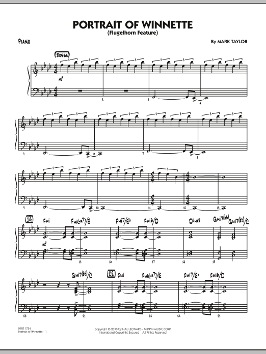 Download Mark Taylor Portrait Of Winnette - Piano Sheet Music and learn how to play Jazz Ensemble PDF digital score in minutes