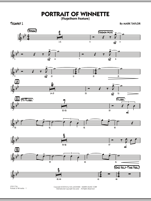 Download Mark Taylor Portrait Of Winnette - Trumpet 1 Sheet Music and learn how to play Jazz Ensemble PDF digital score in minutes