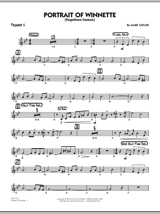 Download Mark Taylor Portrait Of Winnette - Trumpet 4 Sheet Music and learn how to play Jazz Ensemble PDF digital score in minutes