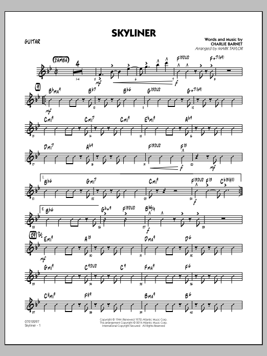 Download Mark Taylor Skyliner - Guitar Sheet Music and learn how to play Jazz Ensemble PDF digital score in minutes