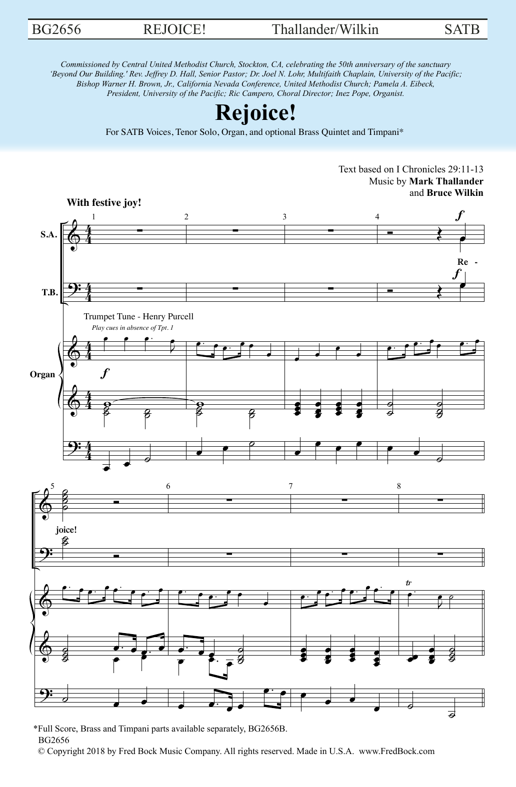 Download Mark Thallander & Bruce Wilkin Rejoice Sheet Music and learn how to play SATB Choir PDF digital score in minutes