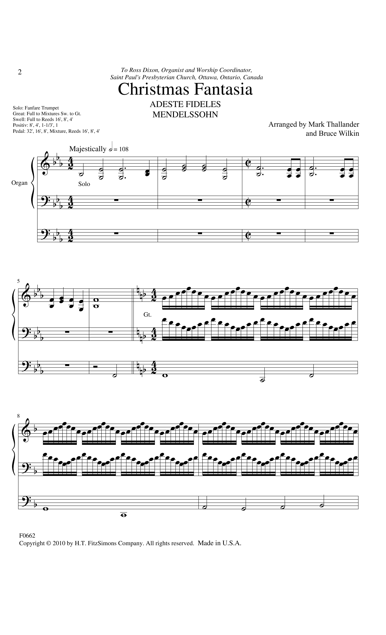 Download Mark Thallander and Bruce Wilkin Christmas Fantasia Sheet Music and learn how to play Organ PDF digital score in minutes