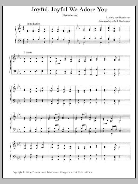 Download Mark Thallander Joyful, Joyful, We Adore Thee Sheet Music and learn how to play Organ PDF digital score in minutes