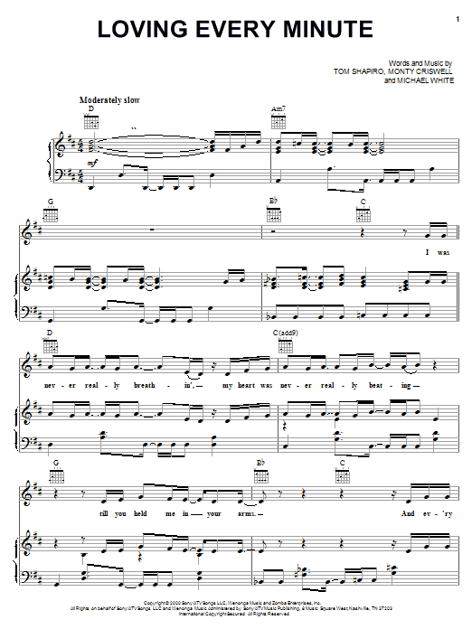 Download Mark Wills Loving Every Minute Sheet Music and learn how to play Piano, Vocal & Guitar (Right-Hand Melody) PDF digital score in minutes