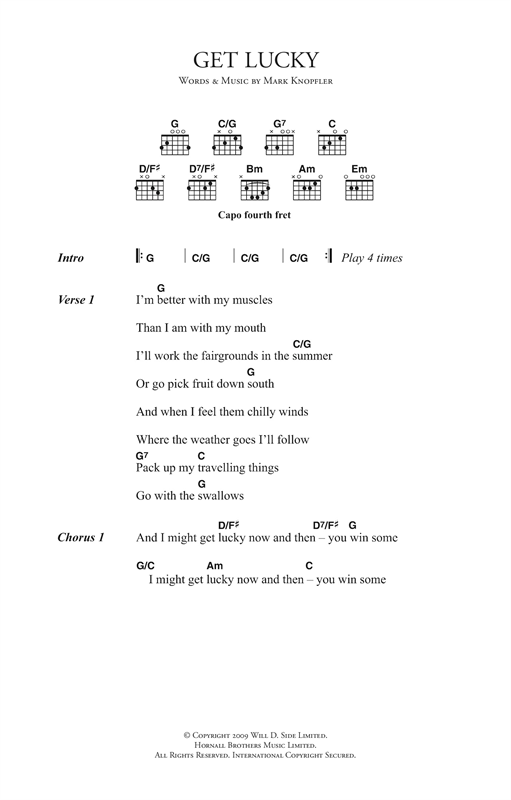 Mark Knopfler "Get Lucky" Sheet Notes | Download Printable PDF Score 49018