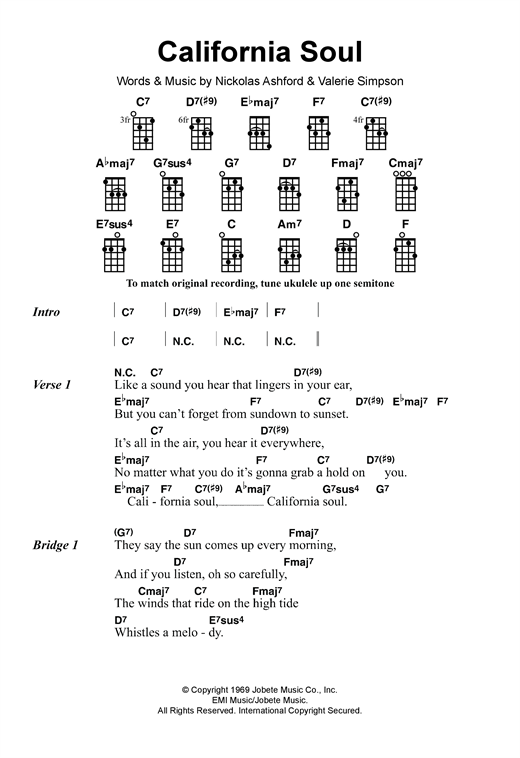 Download Marlena Shaw California Soul Sheet Music and learn how to play Ukulele PDF digital score in minutes