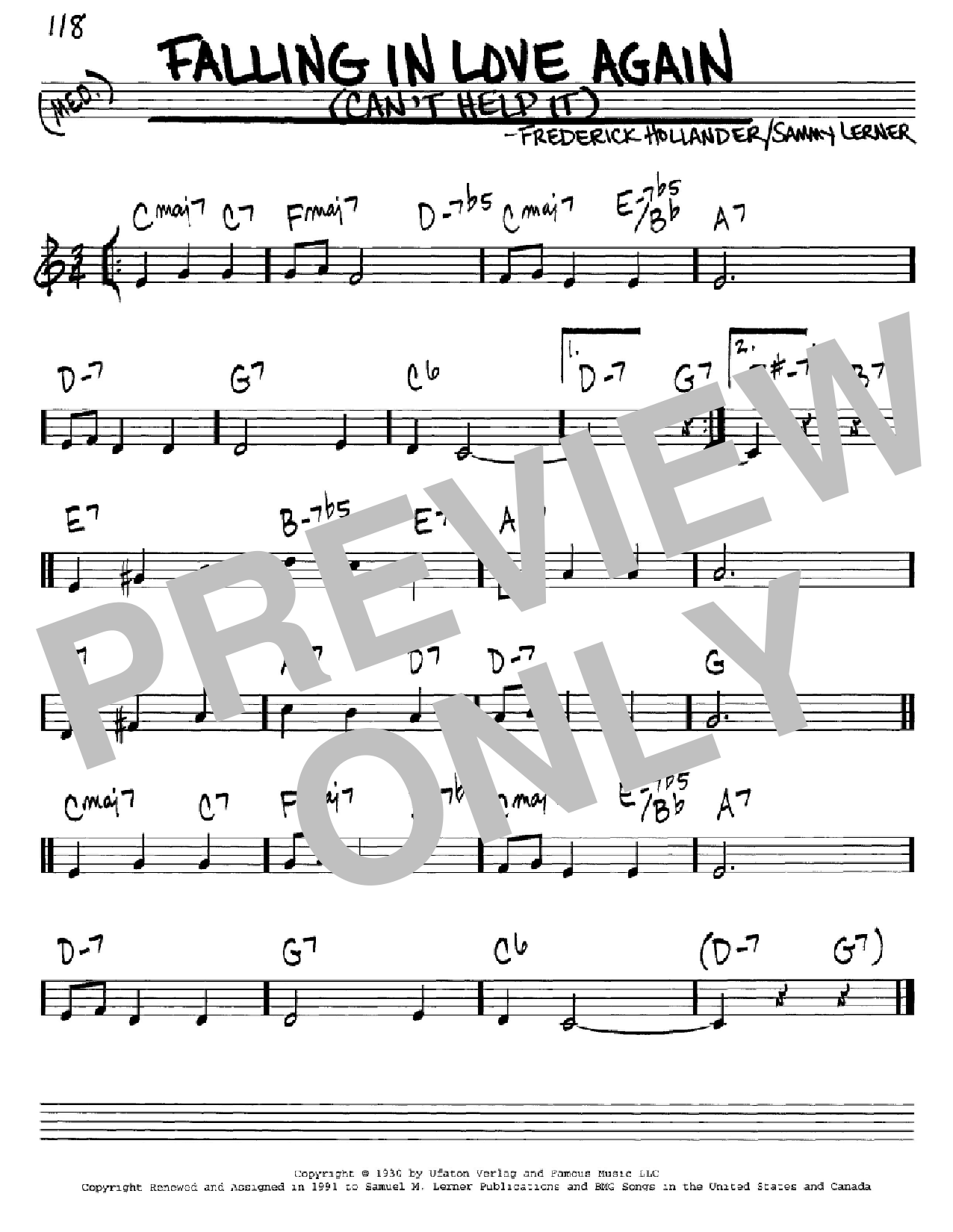 Download Marlene Dietrich Falling In Love Again (Can't Help It) Sheet Music and learn how to play Keyboard PDF digital score in minutes