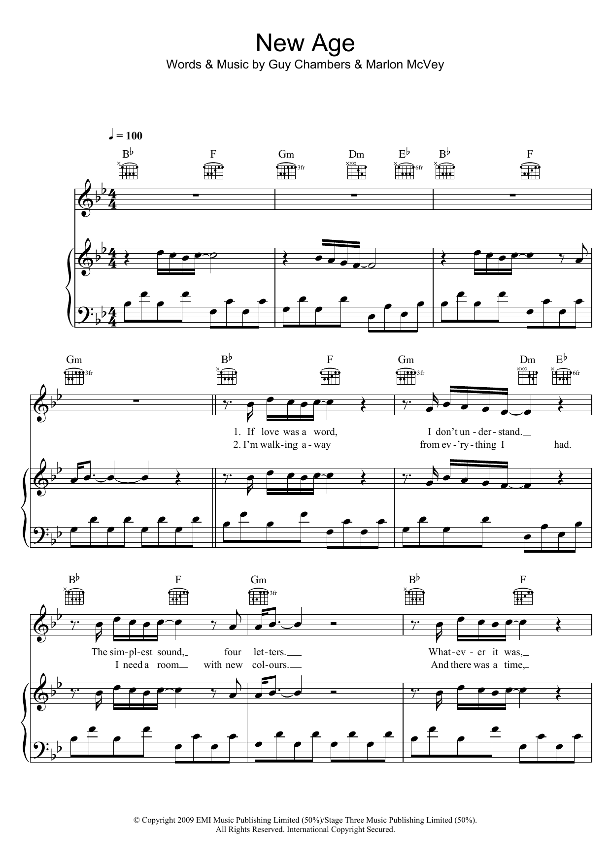 Download Marlon Roudette New Age Sheet Music and learn how to play Piano, Vocal & Guitar (Right-Hand Melody) PDF digital score in minutes