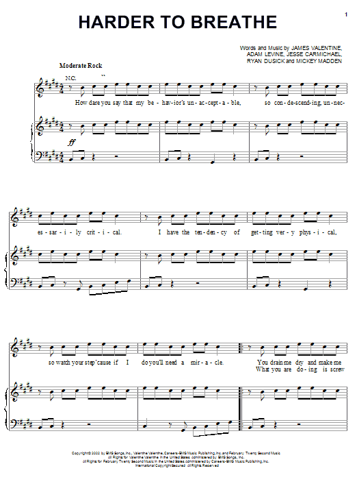Download Maroon 5 Harder To Breathe Sheet Music and learn how to play Guitar Tab PDF digital score in minutes