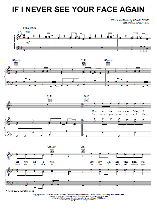 Download Maroon 5 If I Never See Your Face Again Sheet Music and learn how to play Pro Vocal PDF digital score in minutes