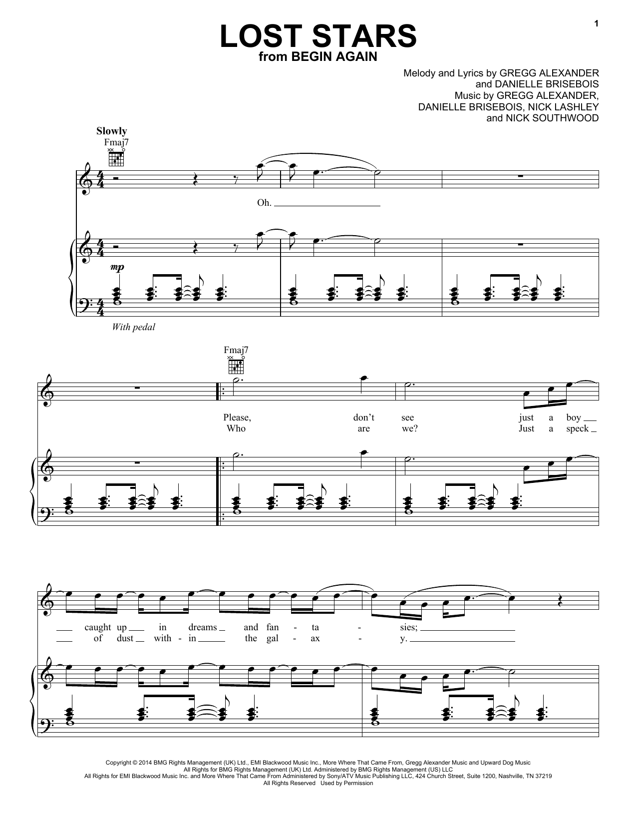 Download Maroon 5 Lost Stars Sheet Music and learn how to play Piano, Vocal & Guitar (Right-Hand Melody) PDF digital score in minutes