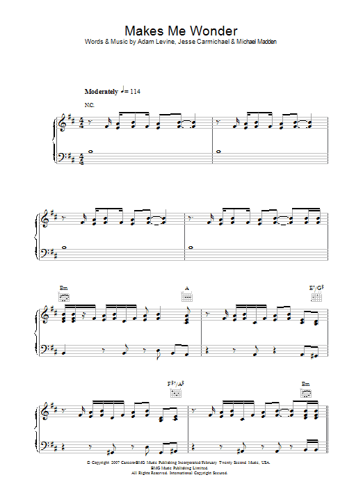 Download Maroon 5 Makes Me Wonder Sheet Music and learn how to play Easy Guitar Tab PDF digital score in minutes