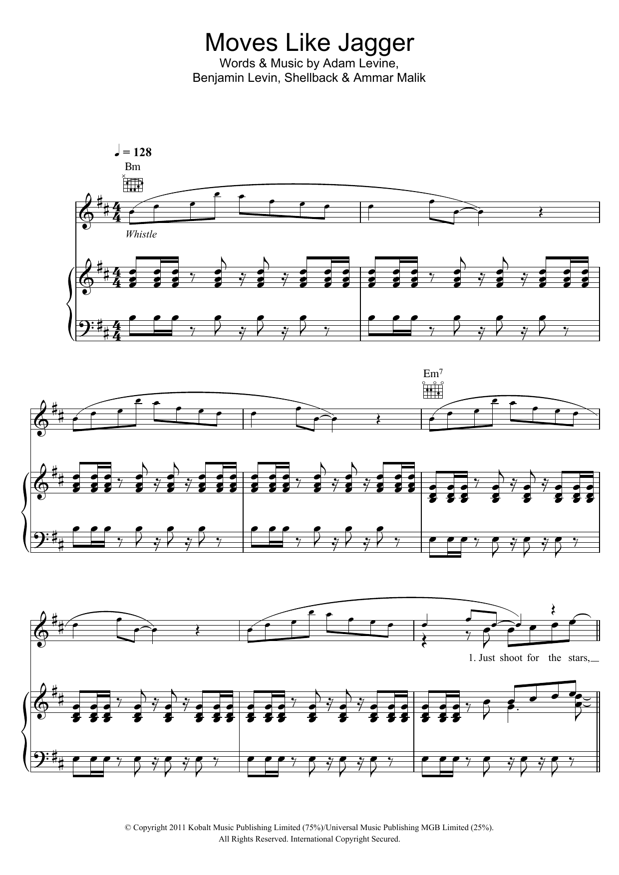 Download Maroon 5 Moves Like Jagger (feat. Christina Aguilera) Sheet Music and learn how to play Keyboard PDF digital score in minutes
