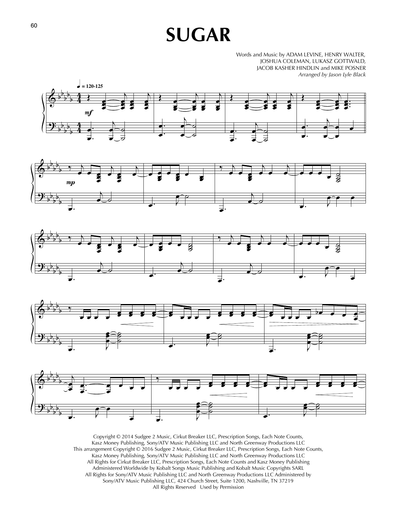 Download Jason Lyle Black Sugar Sheet Music and learn how to play Piano PDF digital score in minutes