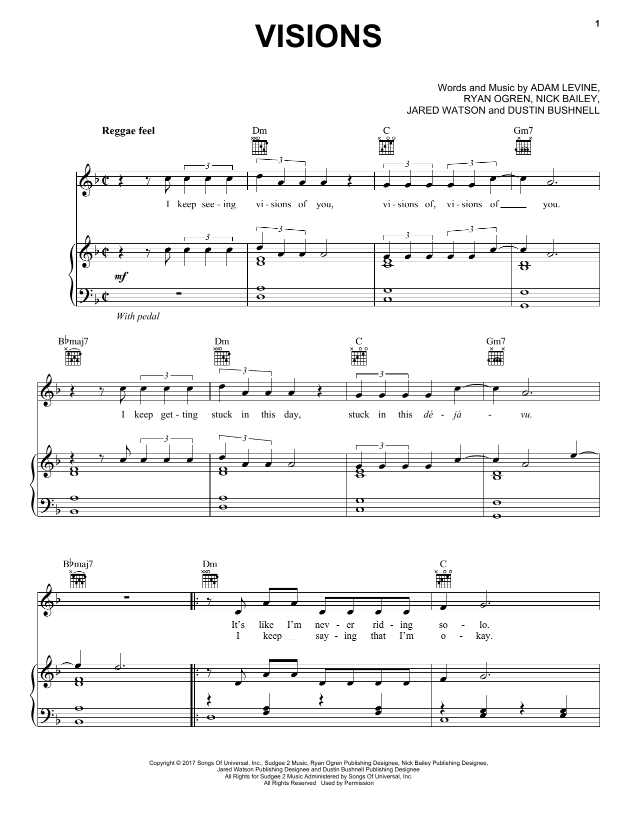 Download Maroon 5 Visions Sheet Music and learn how to play Piano, Vocal & Guitar (Right-Hand Melody) PDF digital score in minutes