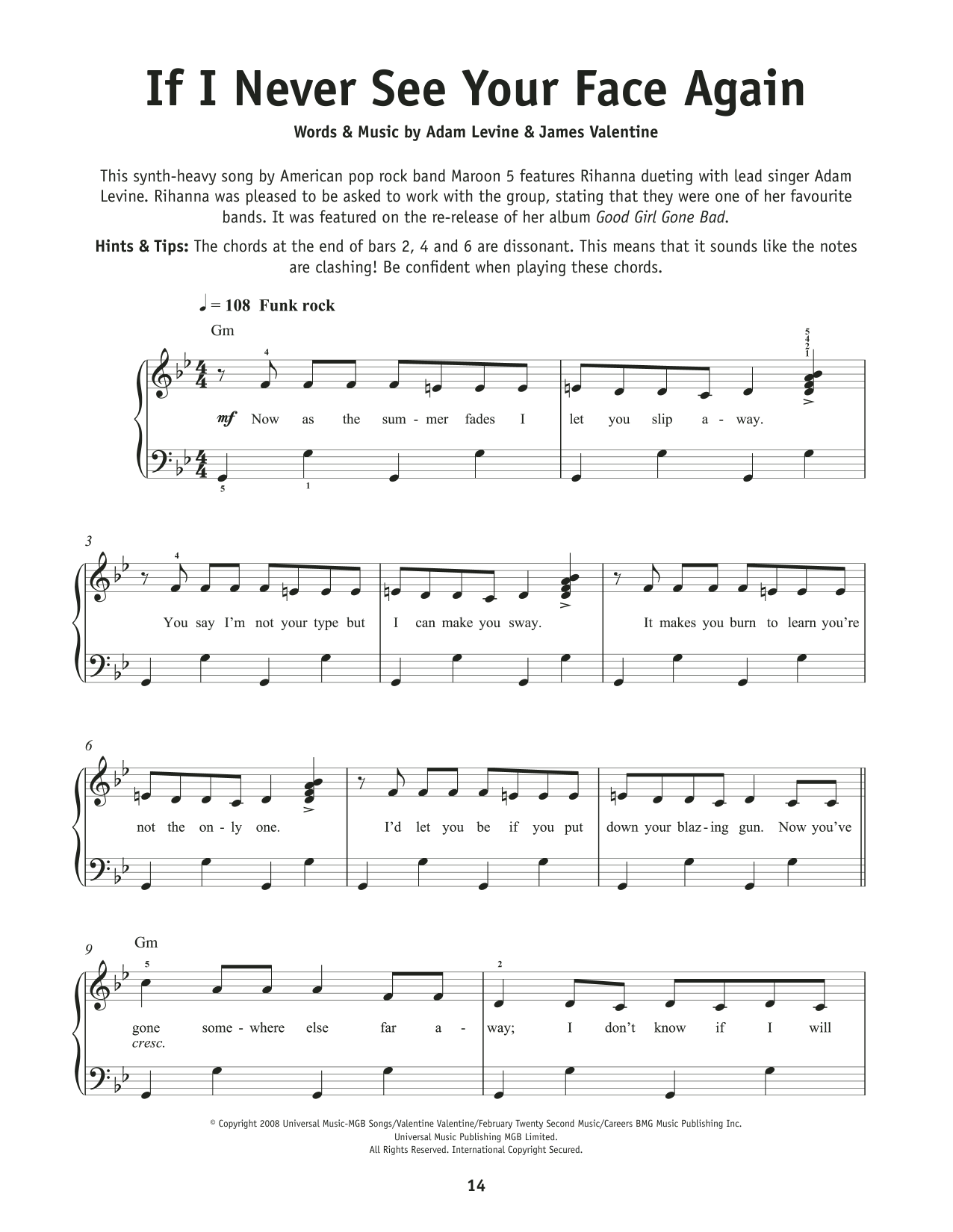 Download Maroon5 If I Never See Your Face Again (feat. Rihanna) Sheet Music and learn how to play Really Easy Piano PDF digital score in minutes