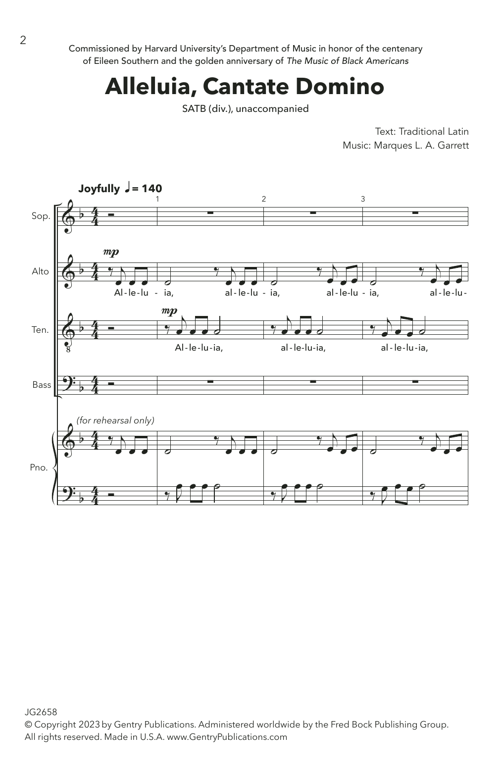 Download Marques L.A. Garrett Alleluia, Cantate Domino Sheet Music and learn how to play Choir PDF digital score in minutes