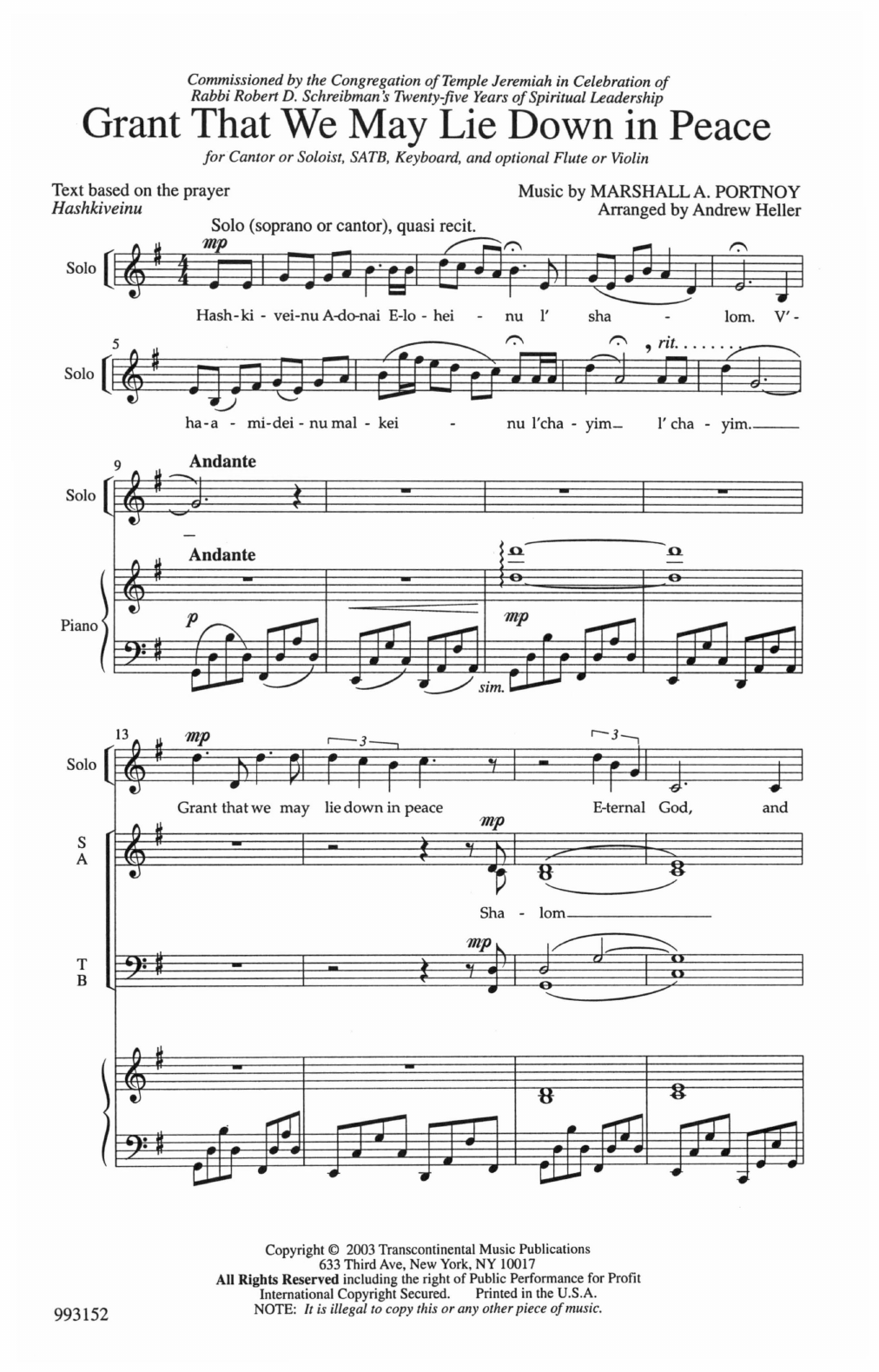 Download Marshall Portnoy Grant That We Lie Down Sheet Music and learn how to play SATB Choir PDF digital score in minutes