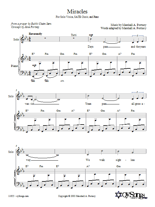 Download Marshall Portnoy Miracles Sheet Music and learn how to play SATB PDF digital score in minutes