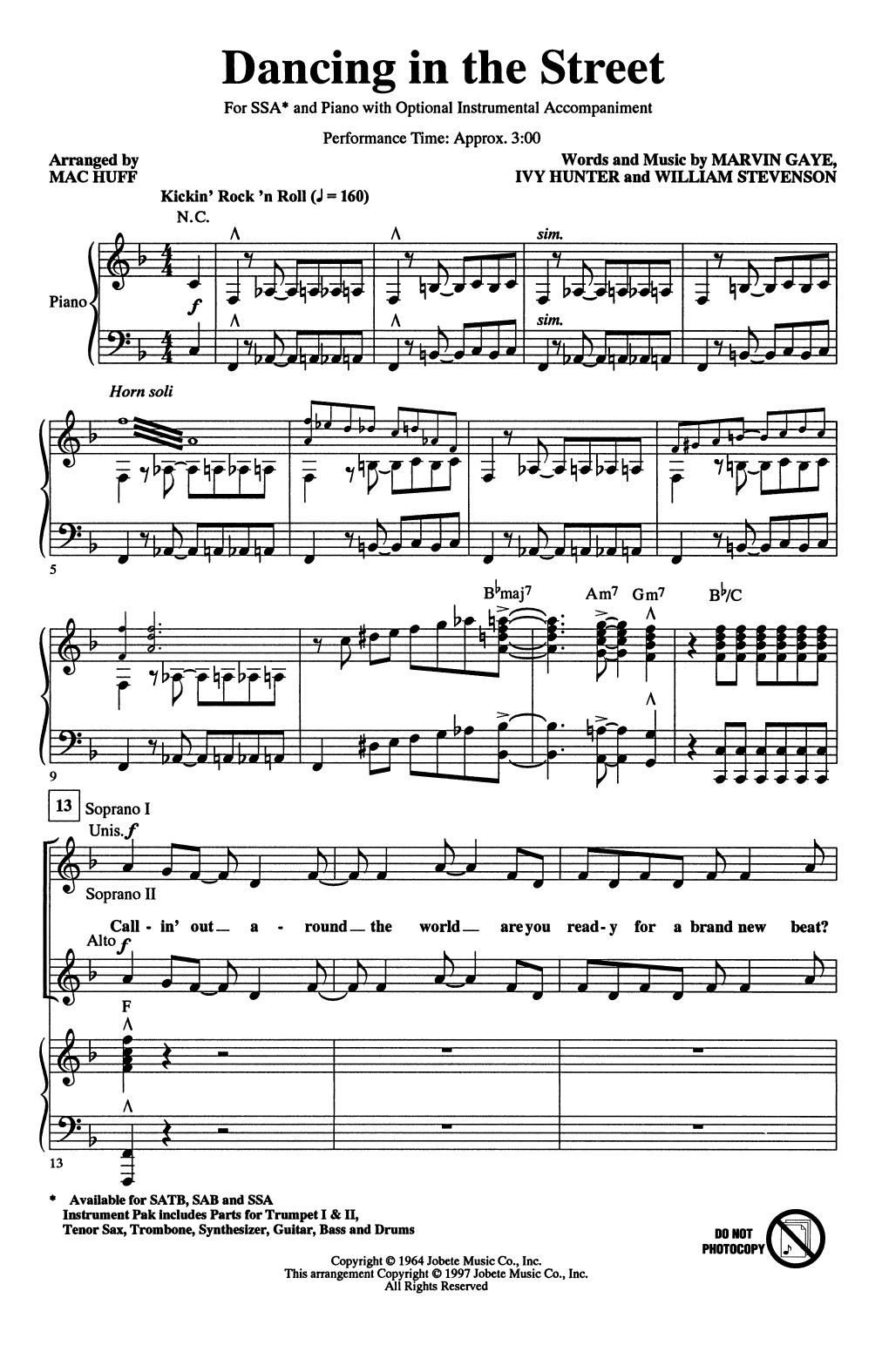 Download Martha & The Vandellas Dancing In The Street (arr. Mac Huff) Sheet Music and learn how to play SAB Choir PDF digital score in minutes