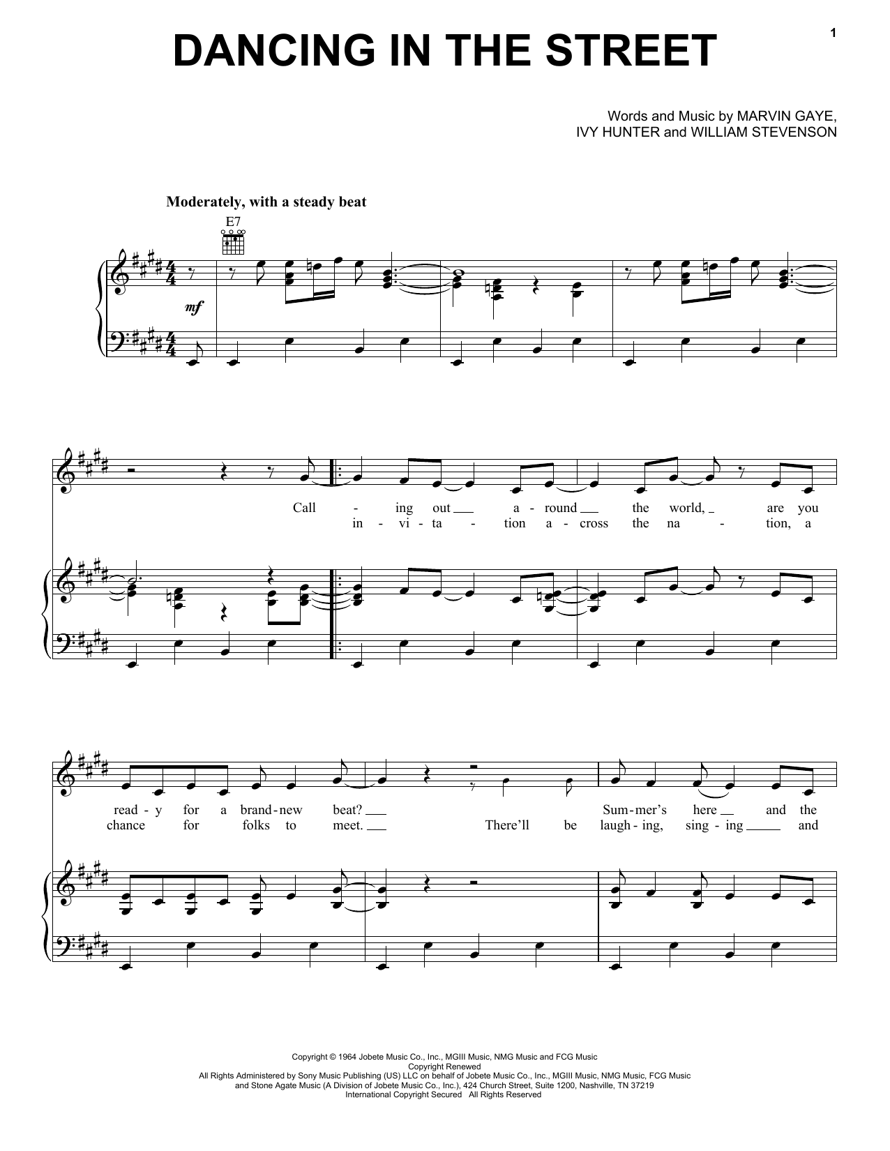 Download Martha & The Vandellas Dancing In The Street Sheet Music and learn how to play Real Book – Melody, Lyrics & Chords PDF digital score in minutes