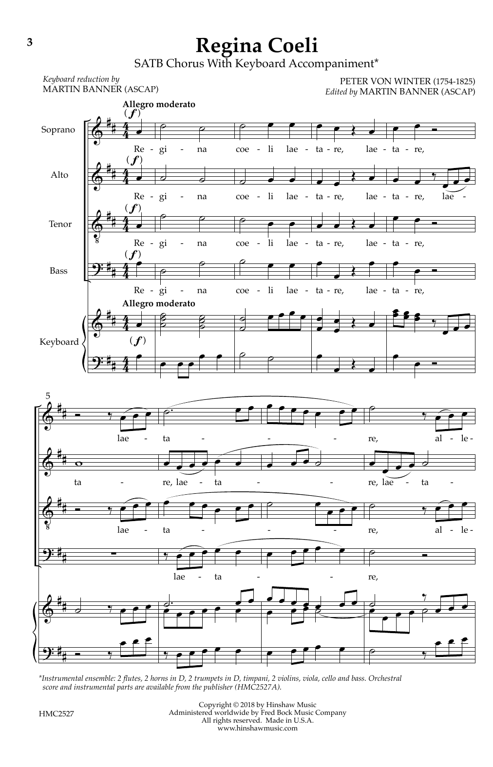 Download Martin Banner Regina Coeli Sheet Music and learn how to play Choral PDF digital score in minutes