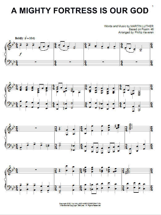 Download Martin Luther A Mighty Fortress Is Our God Sheet Music and learn how to play Piano PDF digital score in minutes