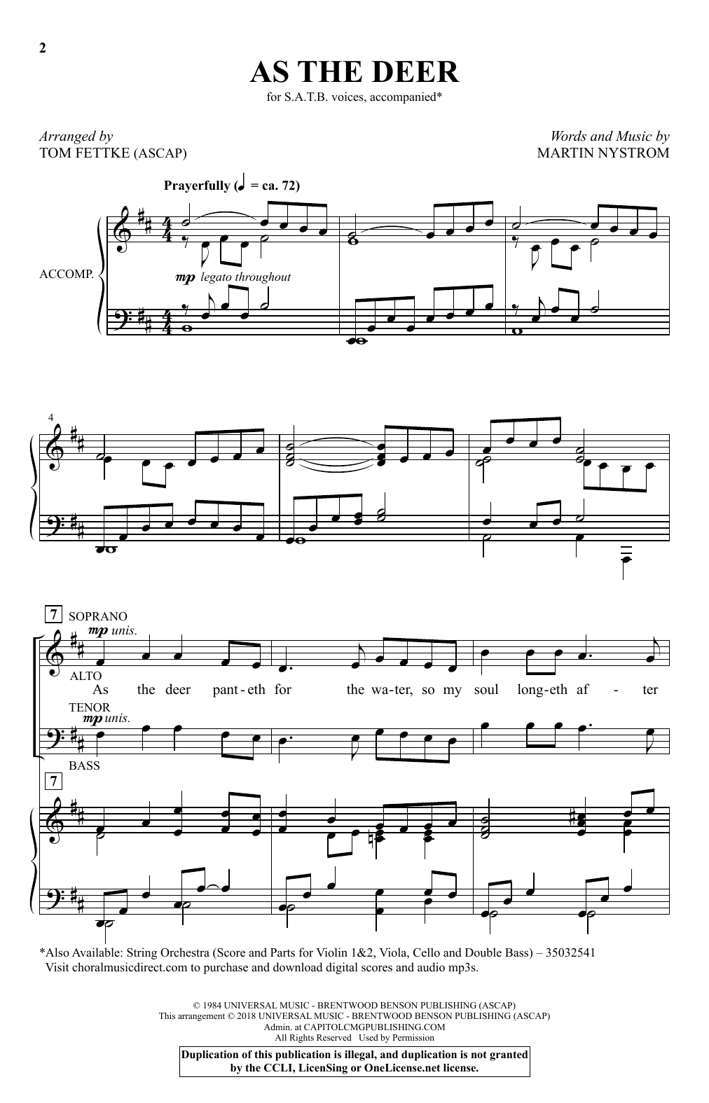 Download Martin Nystrom As the Deer (arr. Tom Fettke) Sheet Music and learn how to play SATB Choir PDF digital score in minutes