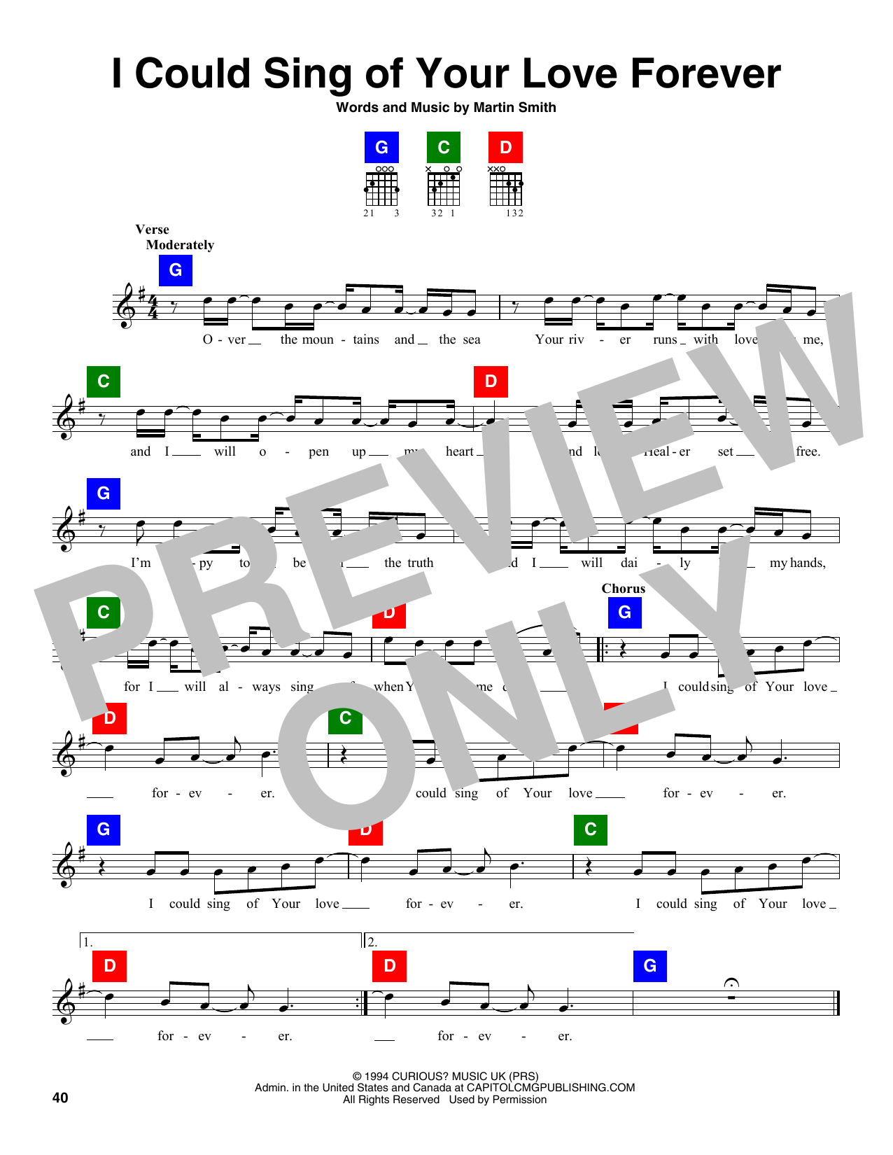 Download Martin Smith I Could Sing Of Your Love Forever Sheet Music and learn how to play Chord Buddy PDF digital score in minutes