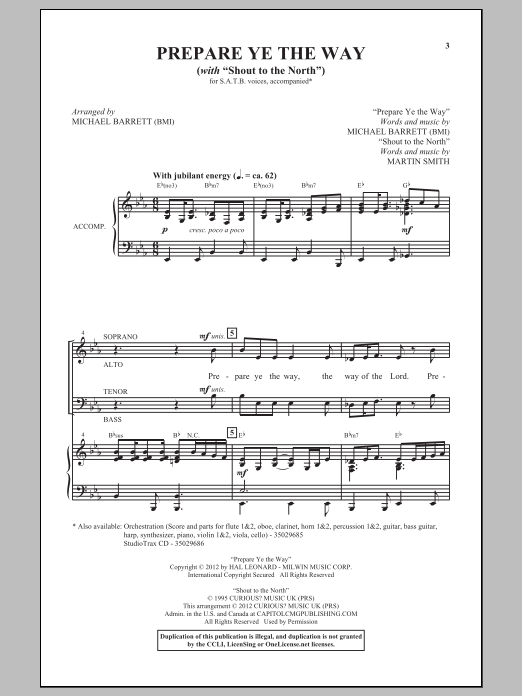 Download Martin Smith Shout To The North Sheet Music and learn how to play Melody Line, Lyrics & Chords PDF digital score in minutes