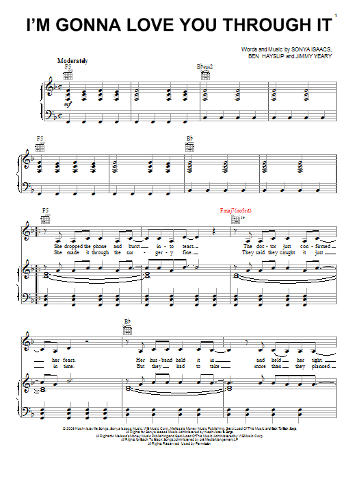 Download Martina McBride I'm Gonna Love You Through It Sheet Music and learn how to play Piano, Vocal & Guitar (Right-Hand Melody) PDF digital score in minutes