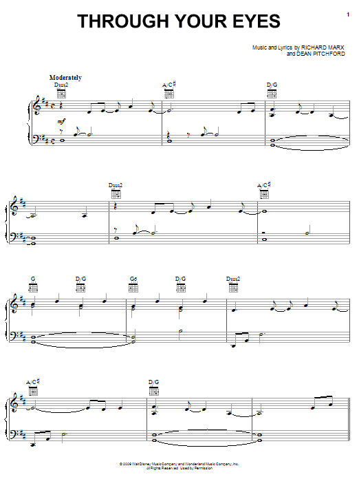 Download Martina McBride Through Your Eyes (from Bambi II) Sheet Music and learn how to play Piano, Vocal & Guitar (Right-Hand Melody) PDF digital score in minutes