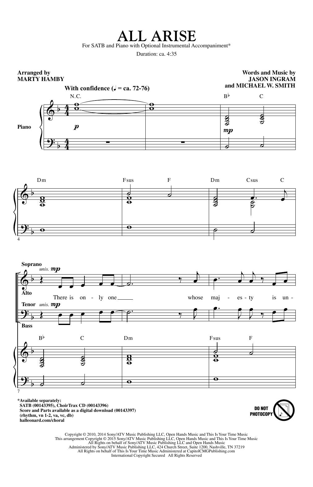 Download Michael W. Smith All Arise (arr. Marty Hamby) Sheet Music and learn how to play SATB PDF digital score in minutes