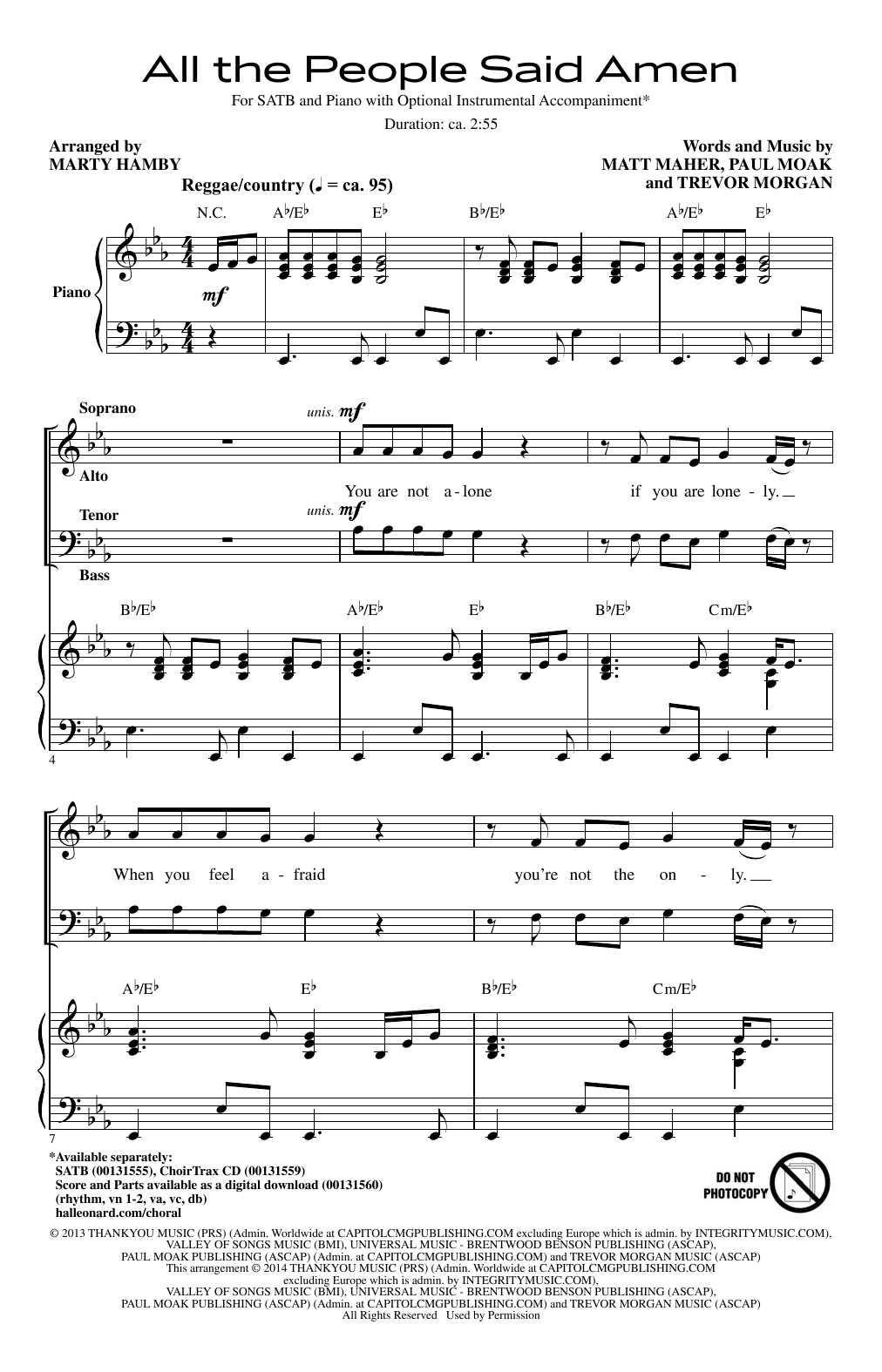 Download Marty Hamby All The People Said Amen Sheet Music and learn how to play SATB PDF digital score in minutes