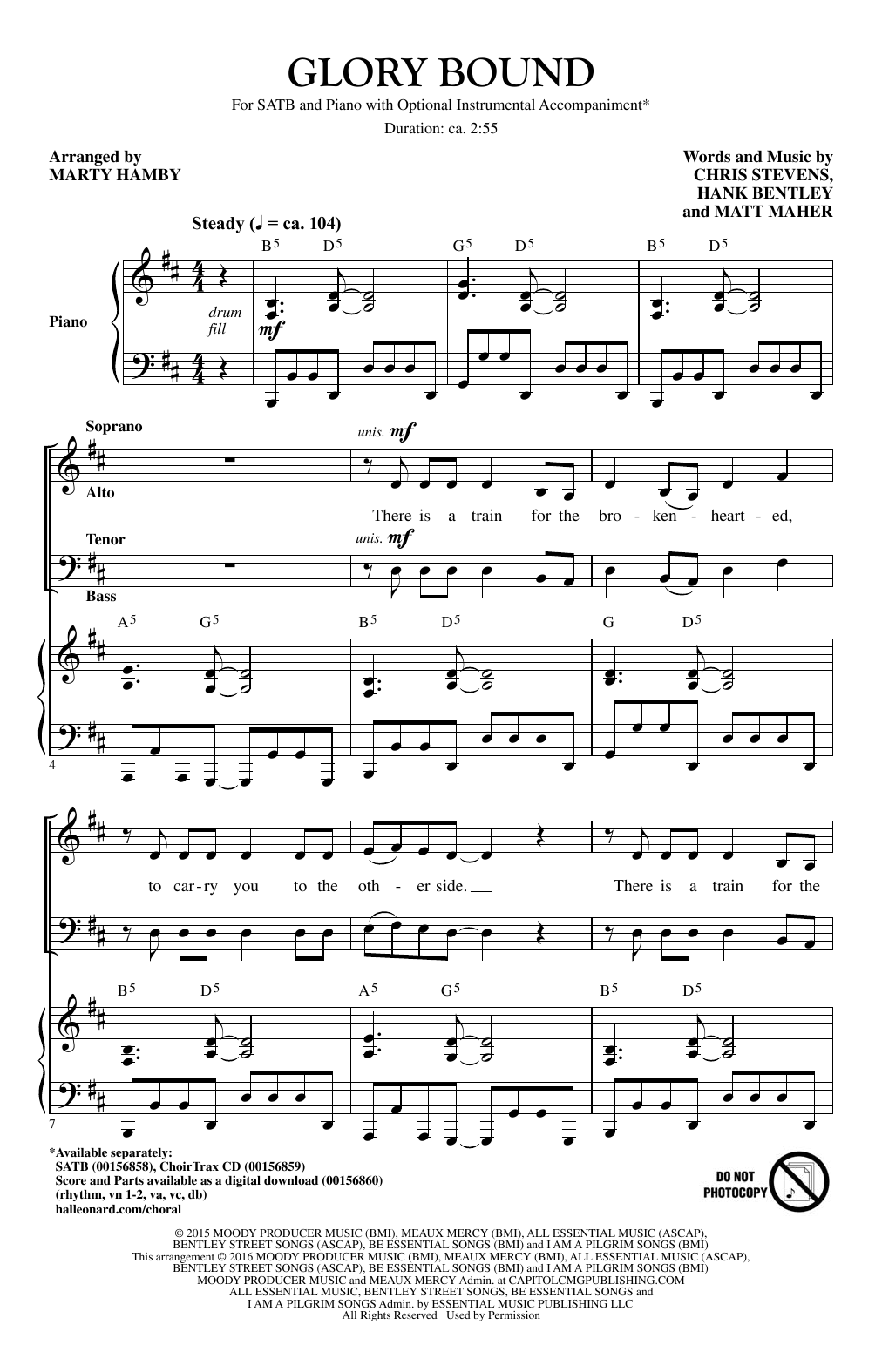 Download Marty Hamby Glory Bound Sheet Music and learn how to play SATB PDF digital score in minutes
