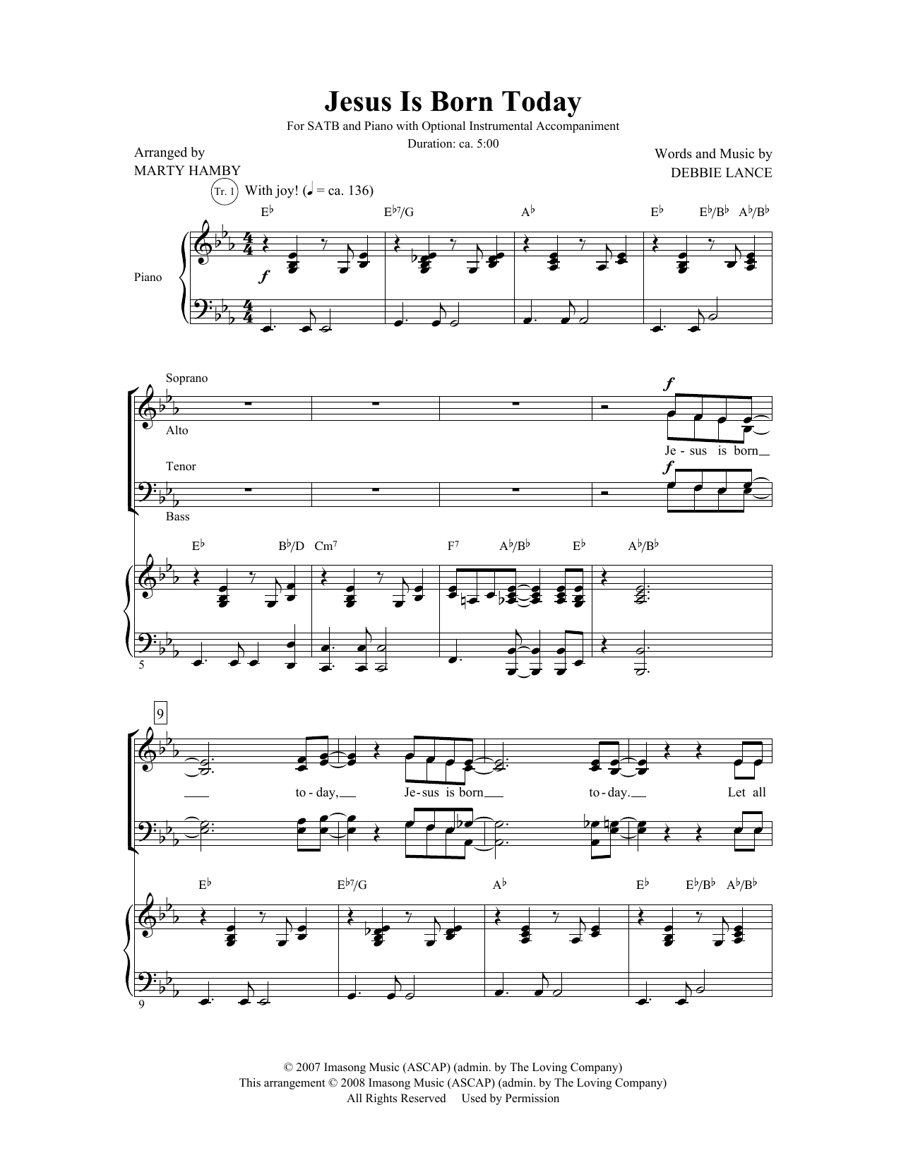 Download Debbie Lance Jesus Is Born Today (arr. Marty Hamby) Sheet Music and learn how to play SATB PDF digital score in minutes