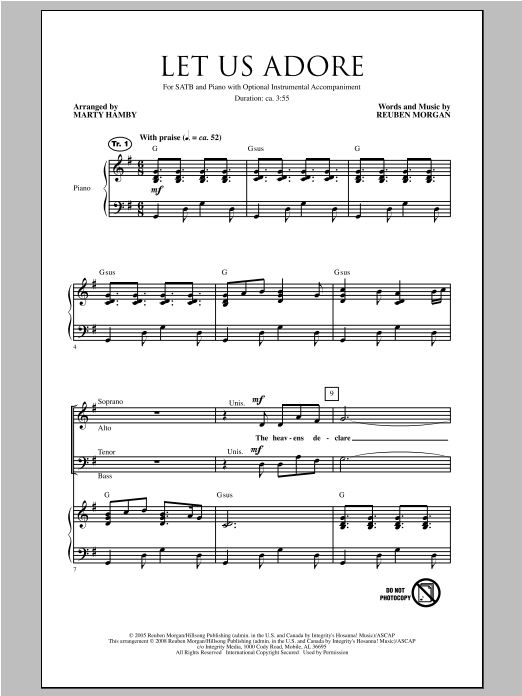 Download Marty Hamby Let Us Adore Sheet Music and learn how to play SATB PDF digital score in minutes