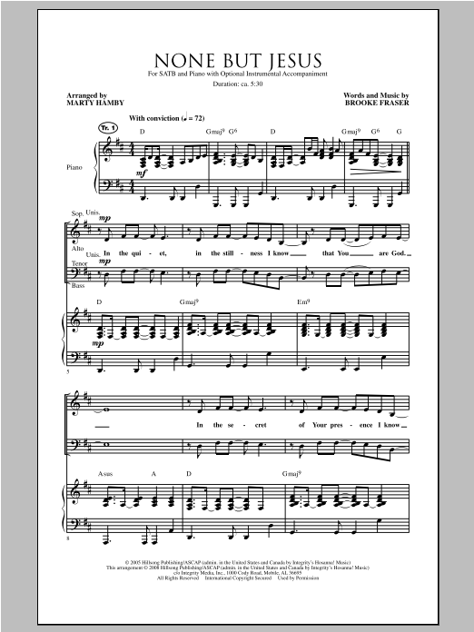 Download Marty Hamby None But Jesus Sheet Music and learn how to play SATB PDF digital score in minutes