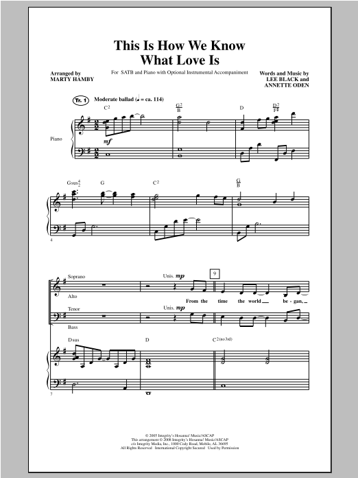 Download Marty Hamby This Is How We Know What Love Is Sheet Music and learn how to play SATB PDF digital score in minutes