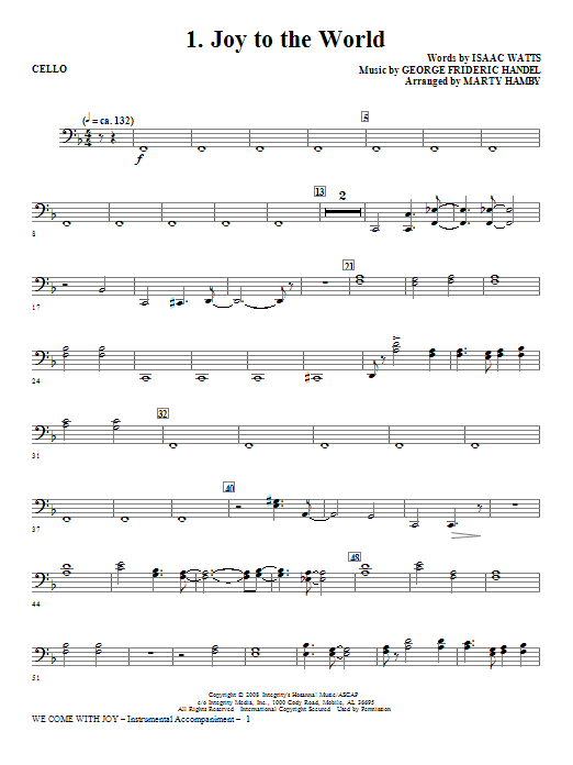Download Marty Hamby We Come With Joy Orchestration - Cello Sheet Music and learn how to play Choir Instrumental Pak PDF digital score in minutes