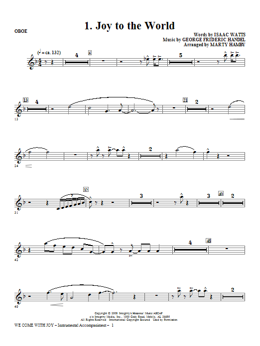 Download Marty Hamby We Come With Joy Orchestration - Oboe Sheet Music and learn how to play Choir Instrumental Pak PDF digital score in minutes