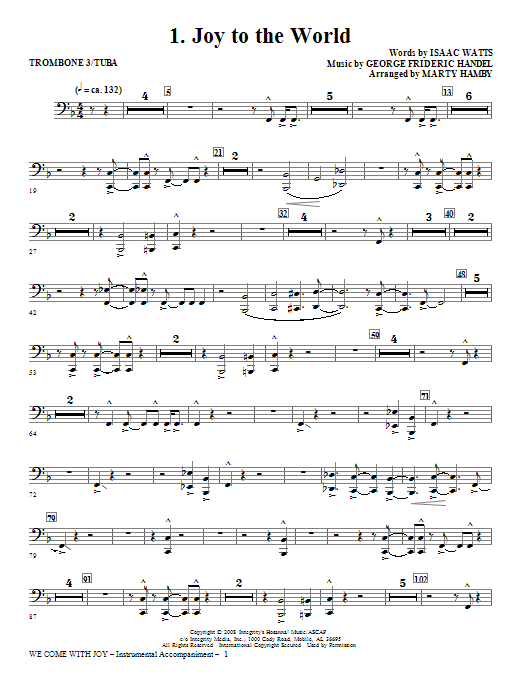 Download Marty Hamby We Come With Joy Orchestration - Trombone 3/Tuba Sheet Music and learn how to play Choir Instrumental Pak PDF digital score in minutes